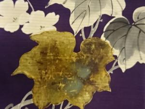 アンティーク　絽　手描き　蔦に花模様名古屋帯